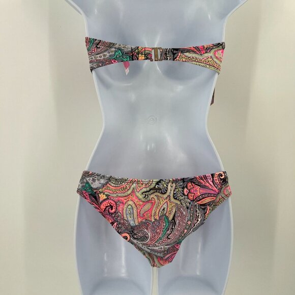 NWT VS 32D/S Paisley Bikini Set Bandeau Strappy Cheeky Swimsuit Multi-Color - Picture 11 of 16